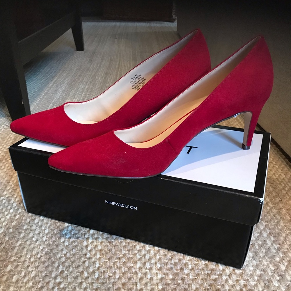 Nine West red suede Heels